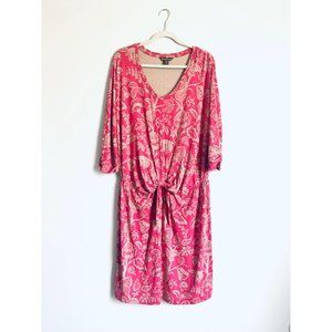 Tommy Bahama pink floral tropical dress Large